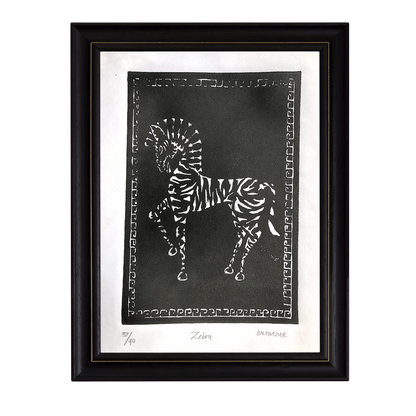 Zebra - Balthazar Erasmus (Original Lino Cut Mono Prints)