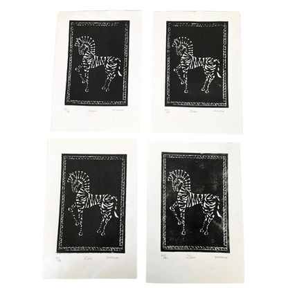 Zebra - Balthazar Erasmus (Original Lino Cut Mono Prints)