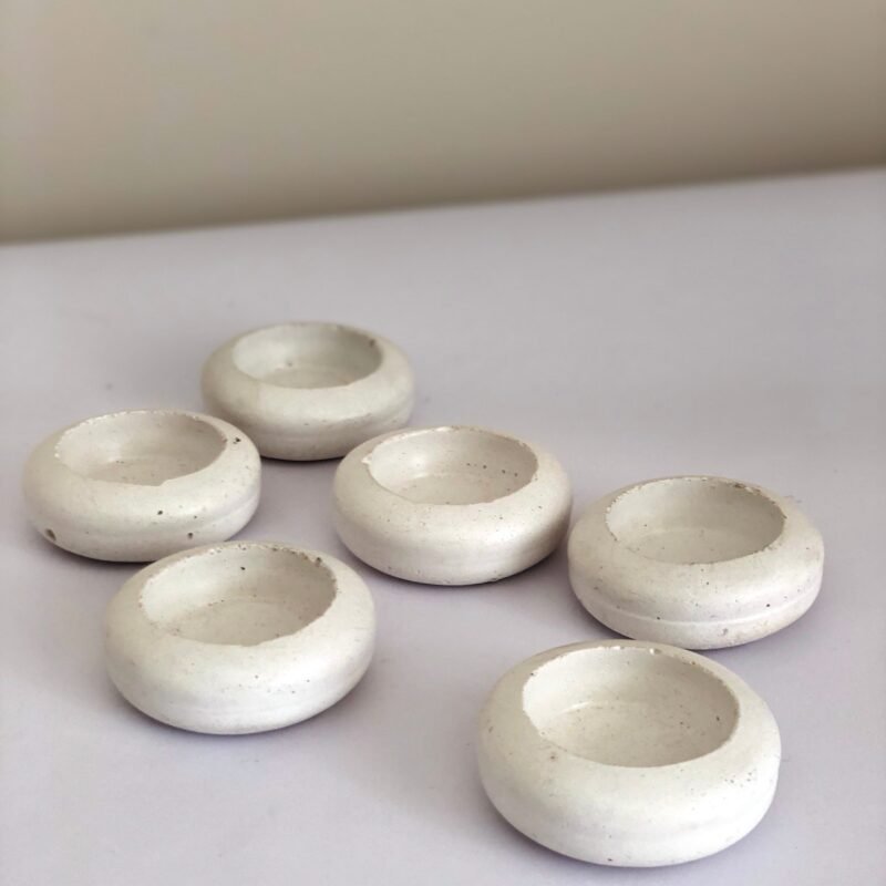 RL Stone Concrete Design- White Concrete Candle Holders -Set of 6