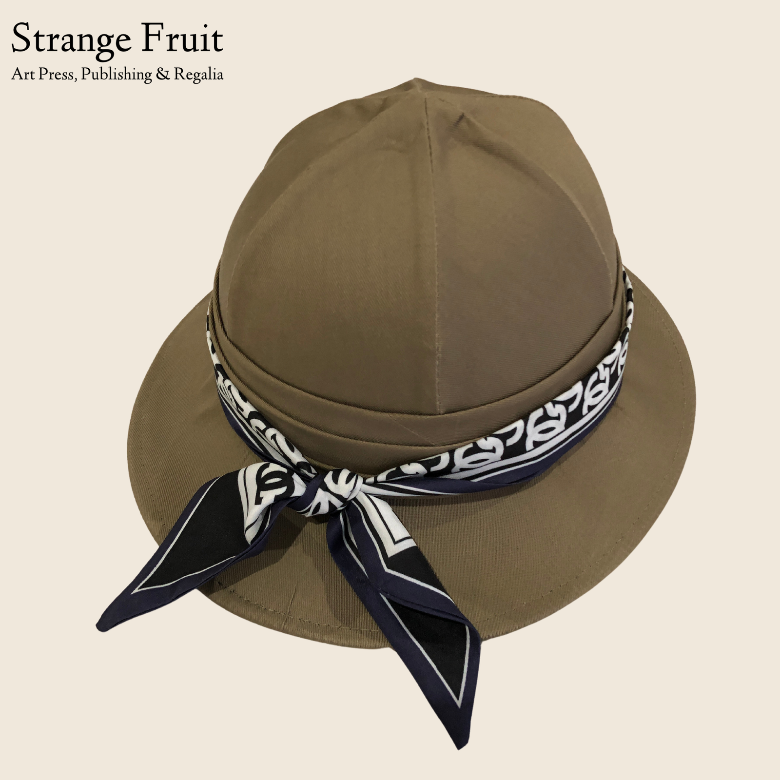 Strange Fruit - Safari Pith Helmet- Brown Cotton Canvas (Includes Free Scarf & Art Print) - Image 4