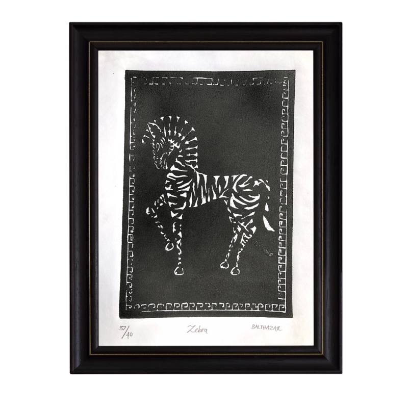 Zebra - Balthazar Erasmus (Original Lino Cut Mono Prints)
